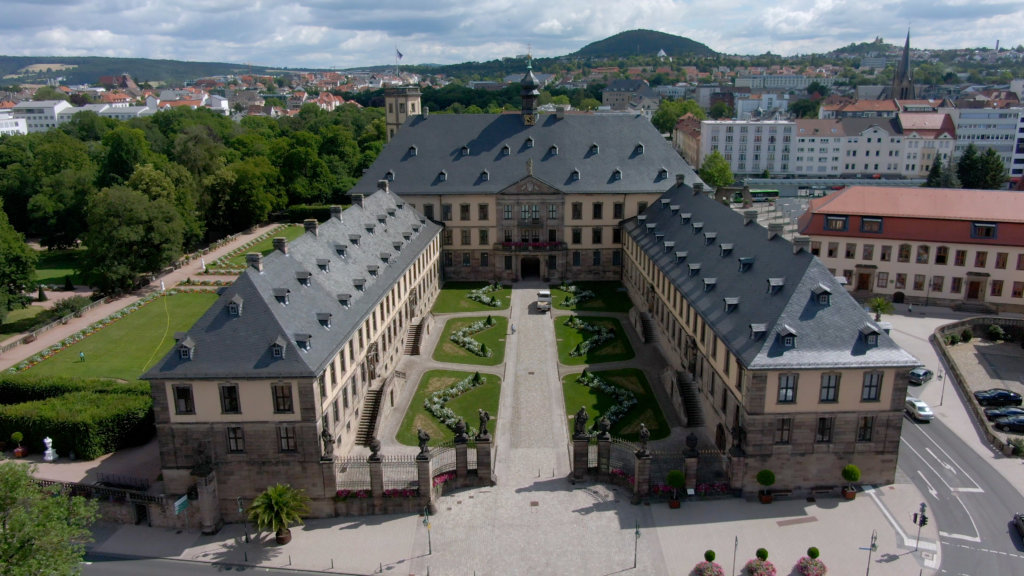Stadtschloss Fulda Luftaufnahmen Stockfootage